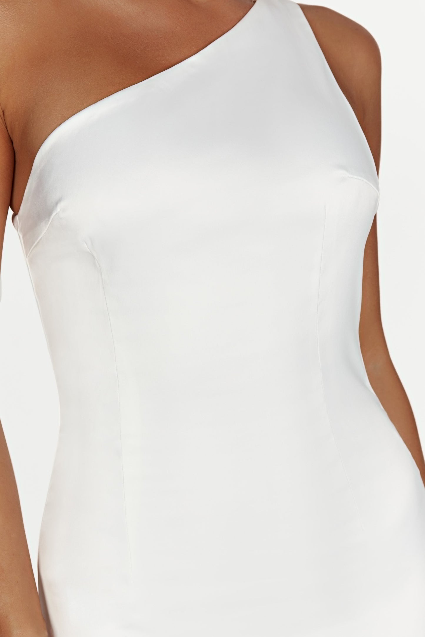 Harper One Shoulder Gown - White