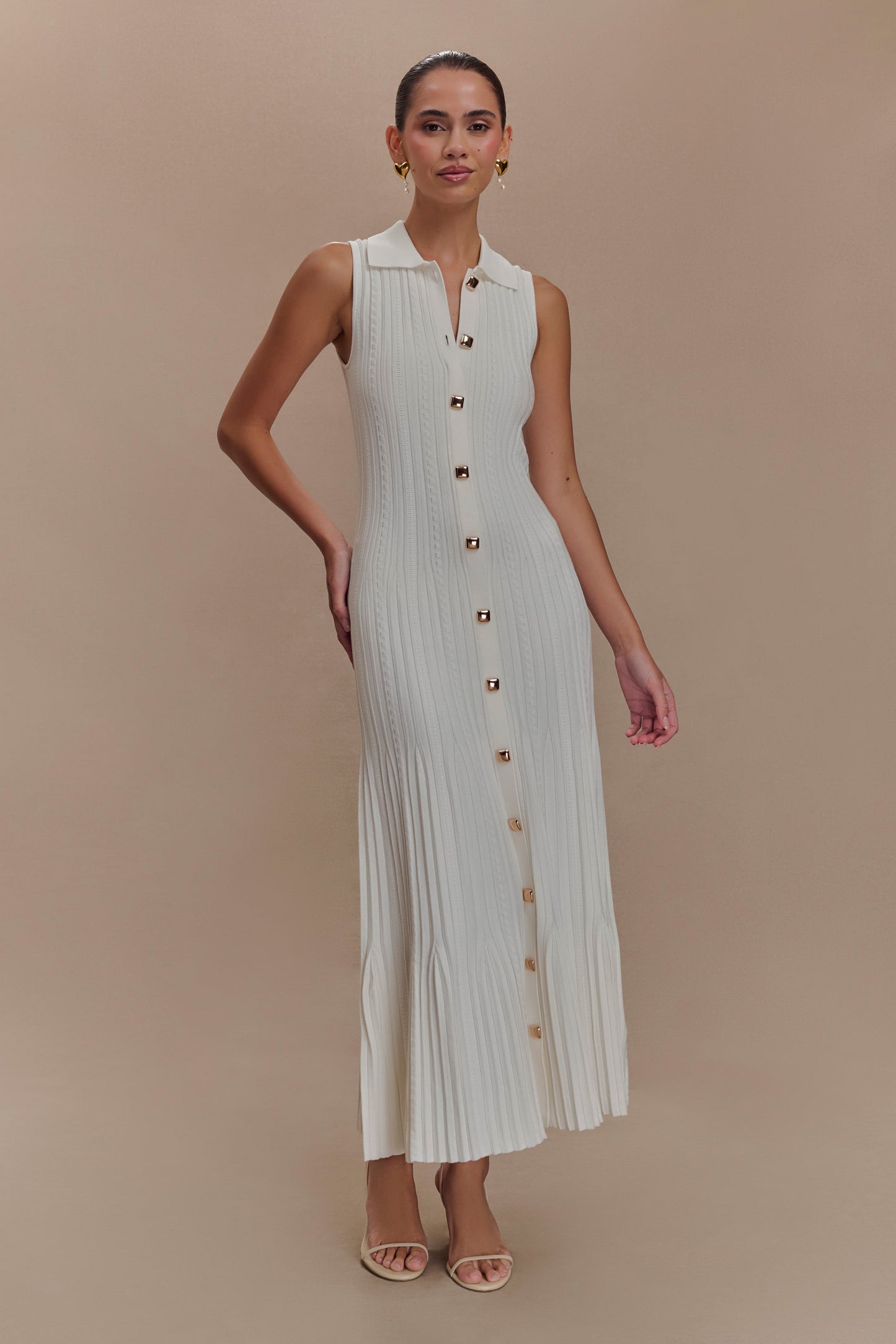 Margie Sleeveless Knit Midi Dress - White