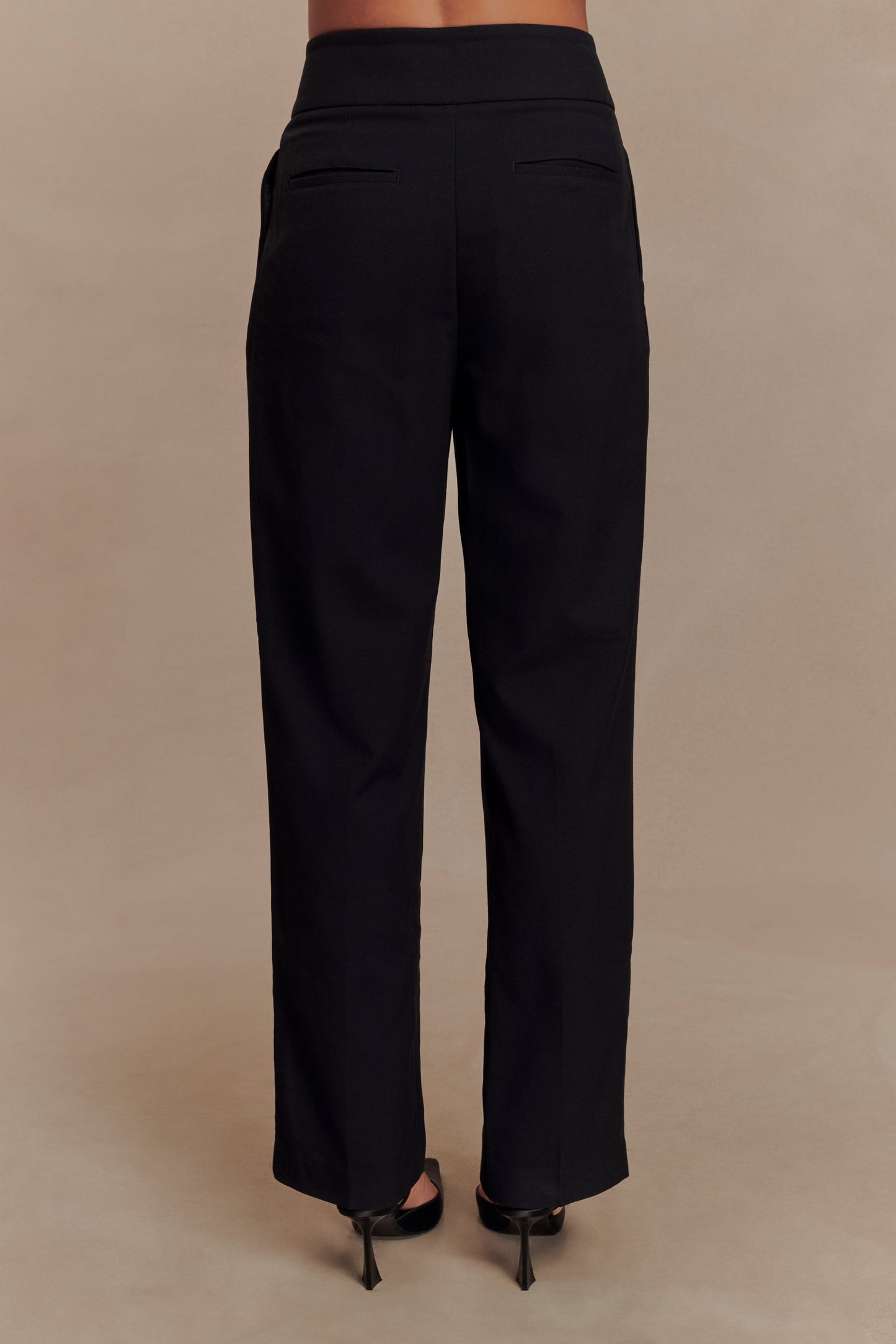 Penelope Pleated High Waisted Pants - Black
