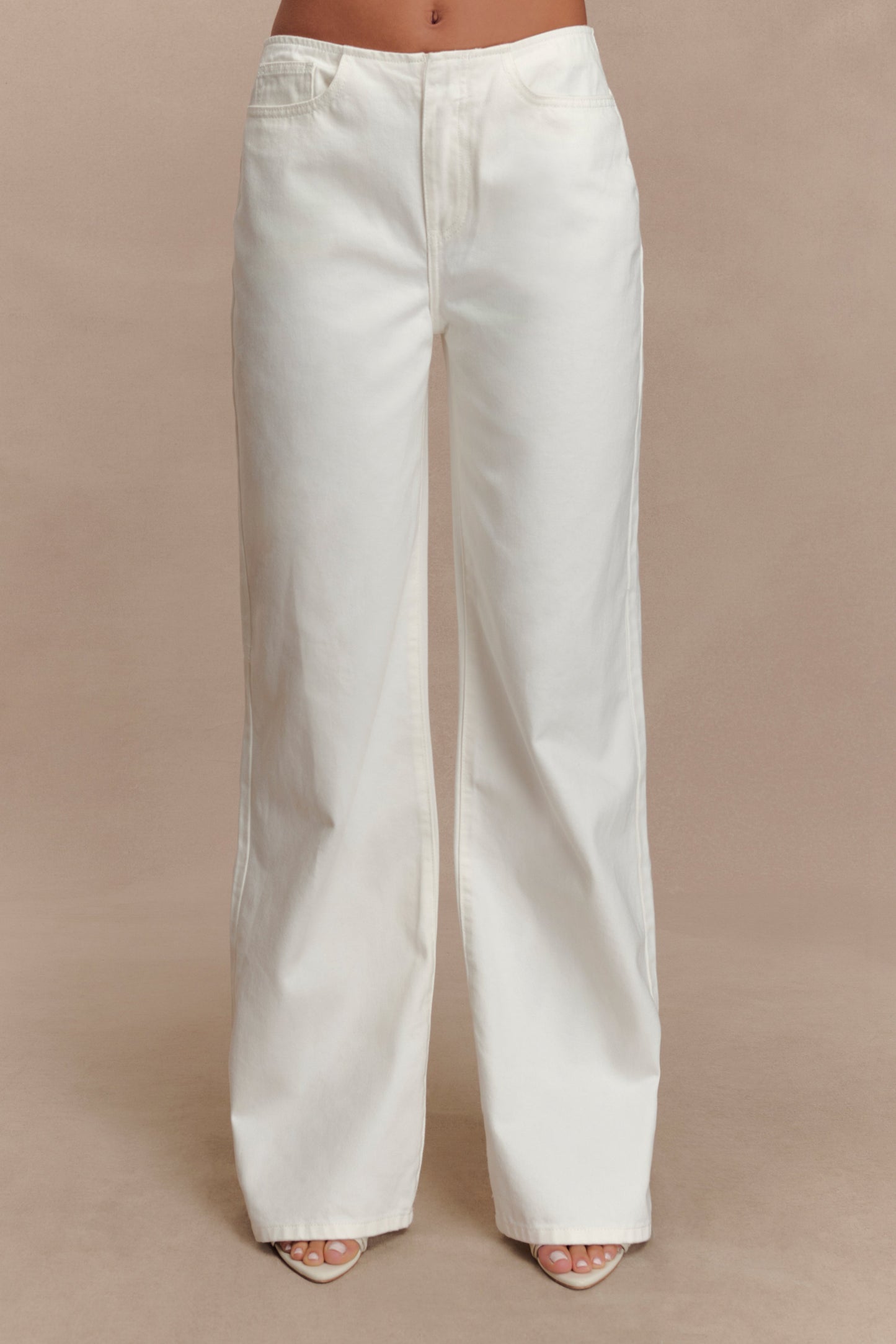 Caitlin Mid Rise Denim Flare Jeans - White