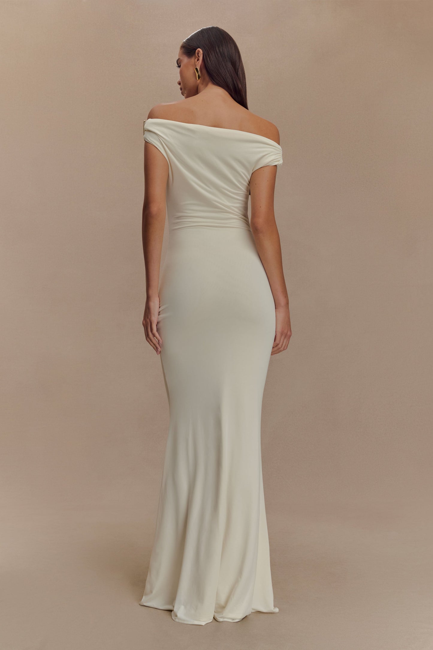 Kinsley Slinky Maxi Dress With Hardware - Ivory