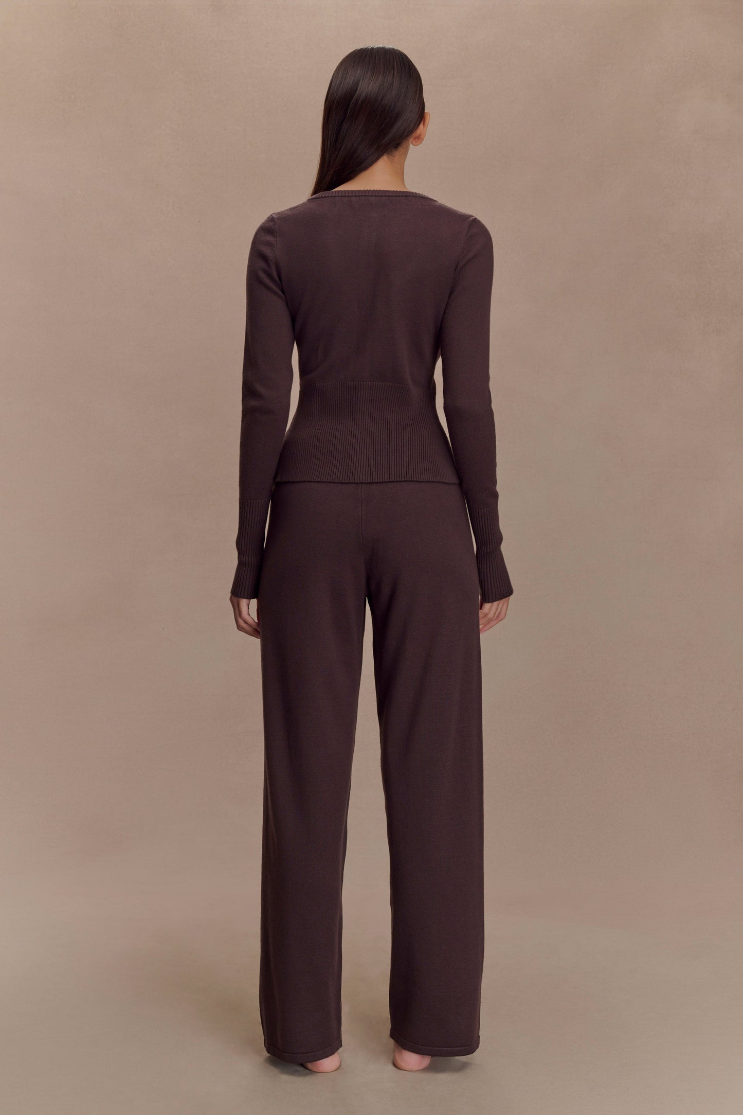 Reese Fitted Knit Cardigan - Dark Chocolate