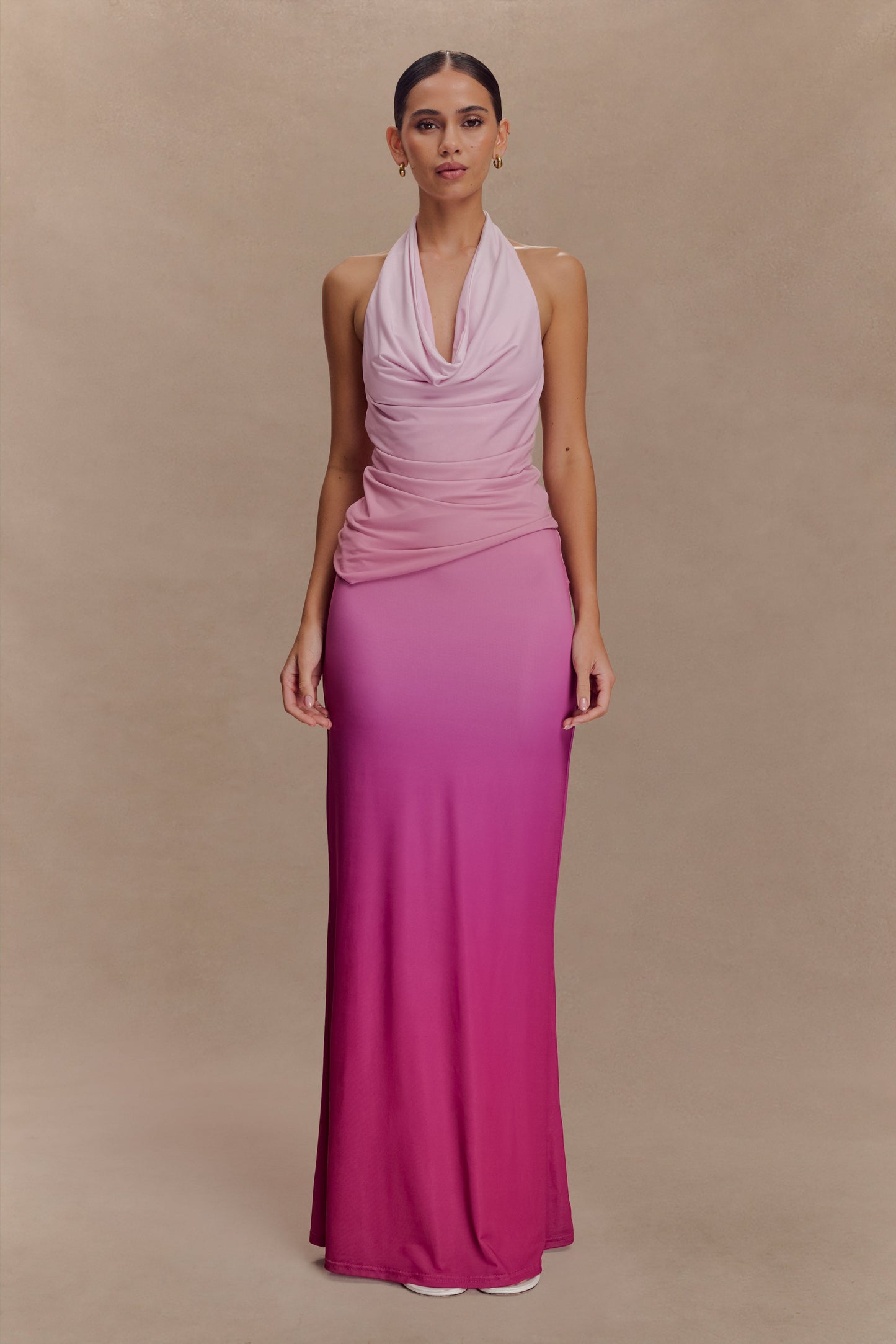 Safiya Asymmetrical Halter Top - Ombre Pink