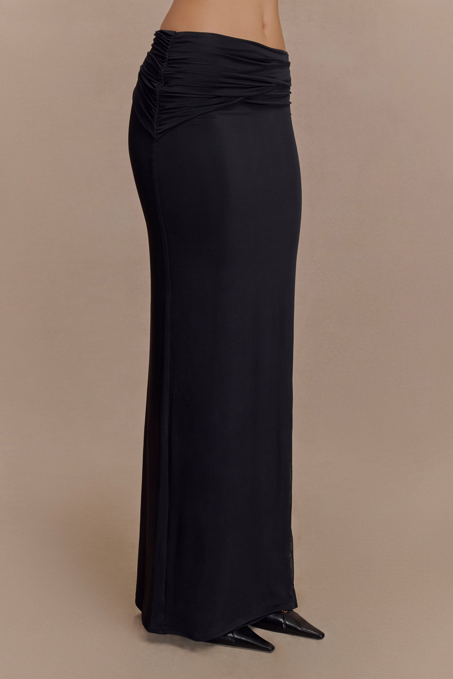 Judy Slinky And Mesh Maxi Skirt - Black