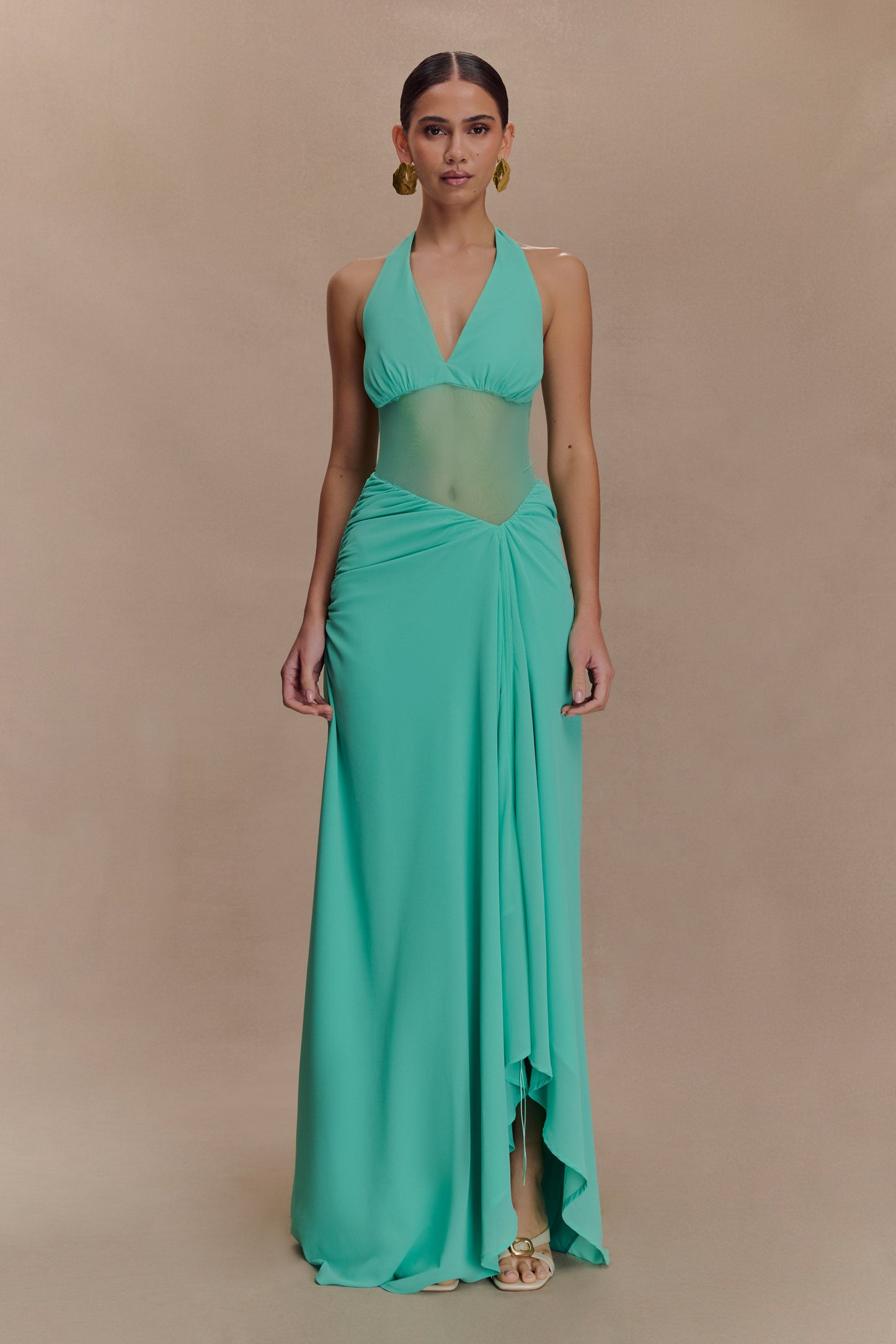 Jonna Chiffon And Mesh Maxi Dress - Lagoon