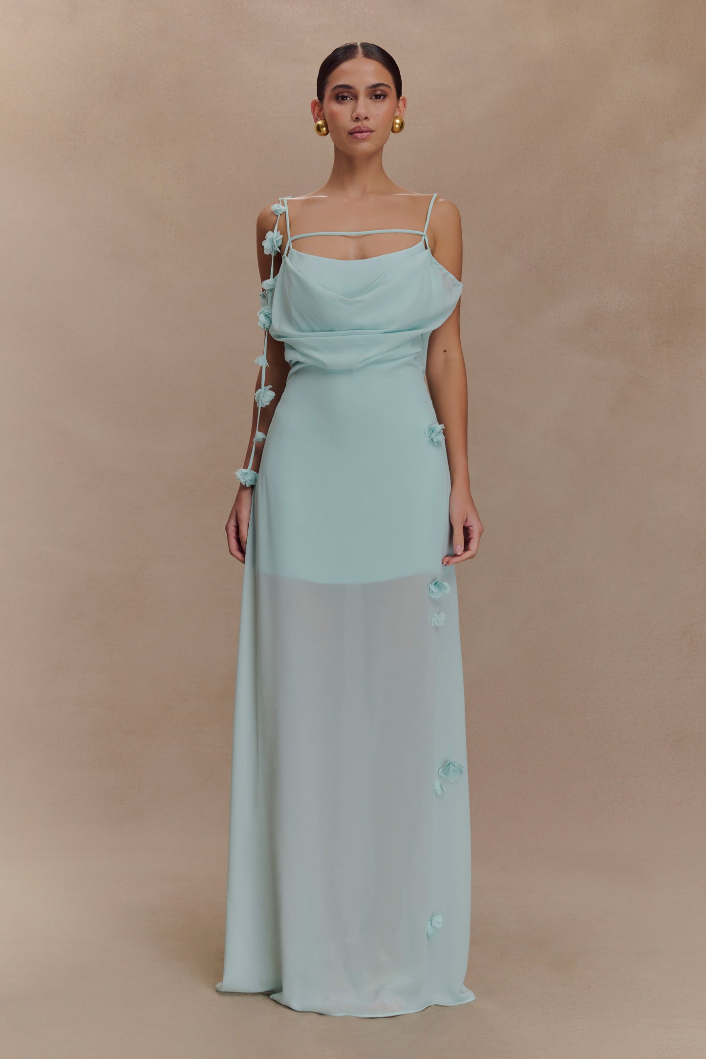 Rosalie Floral Chiffon Maxi Dress - Lagoon