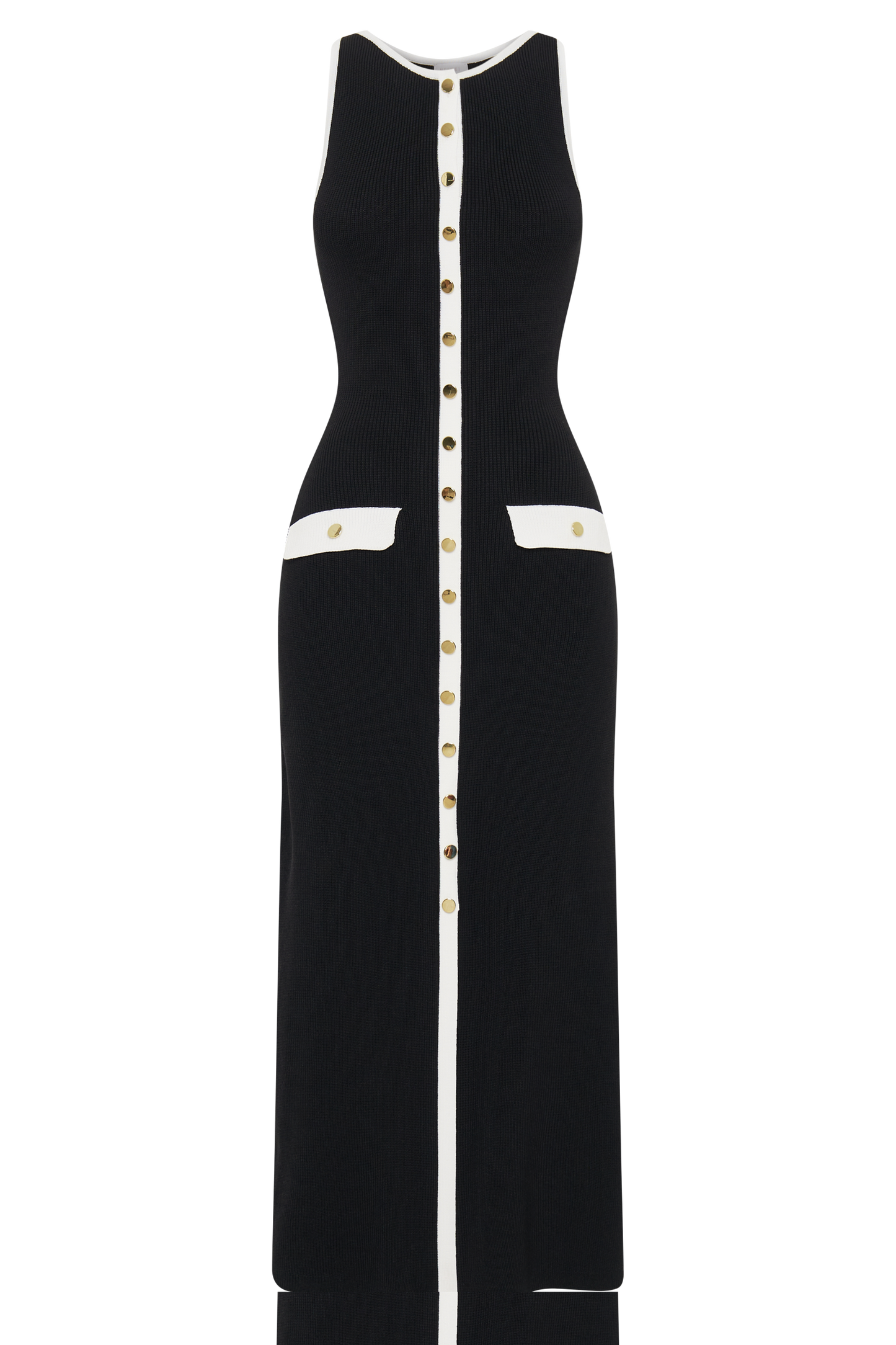 Sawyer Sleeveless Buttoned Maxi Dress - Black/White