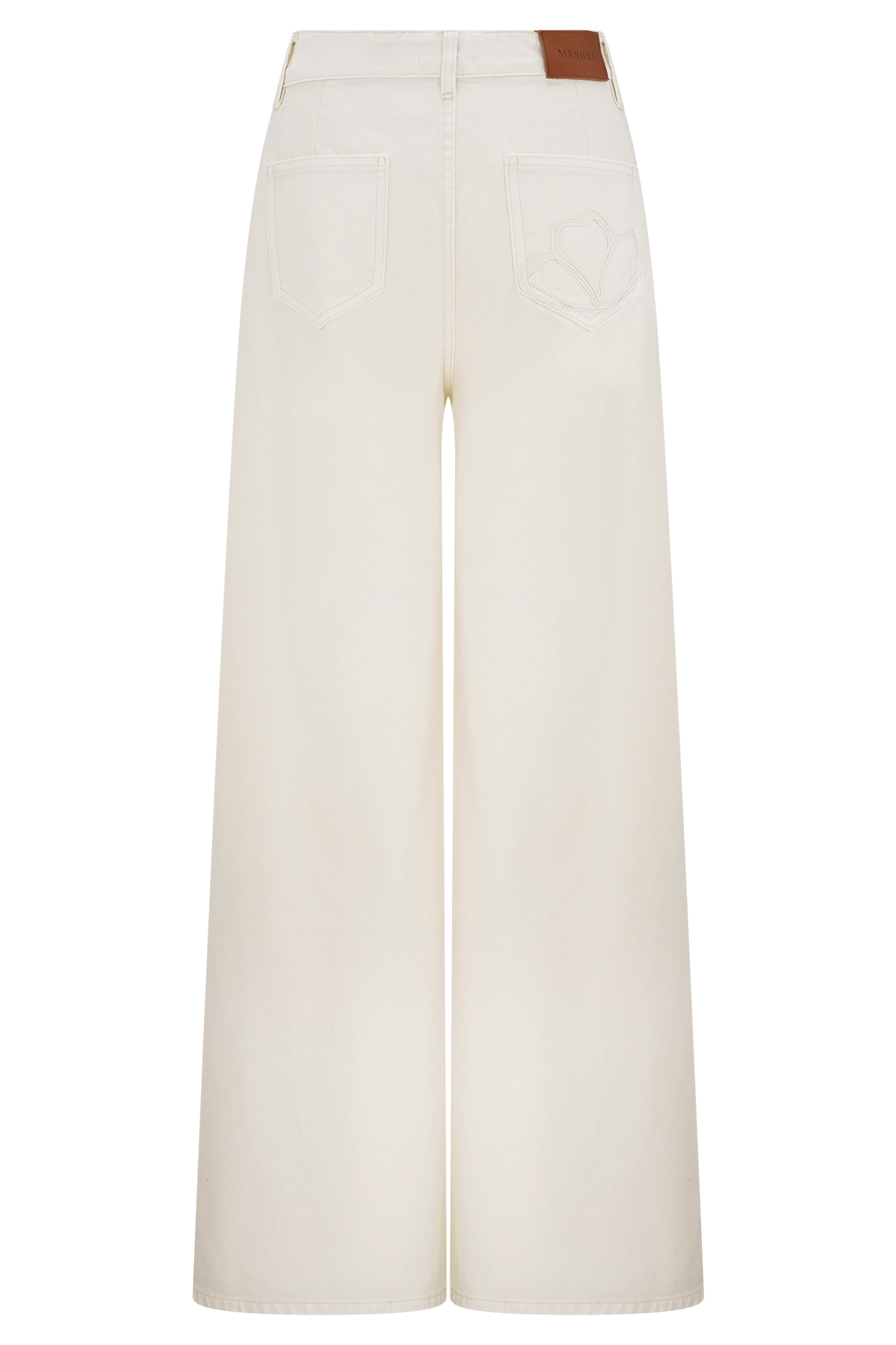 Carmella Embroided Straight Leg Jeans - Ecru