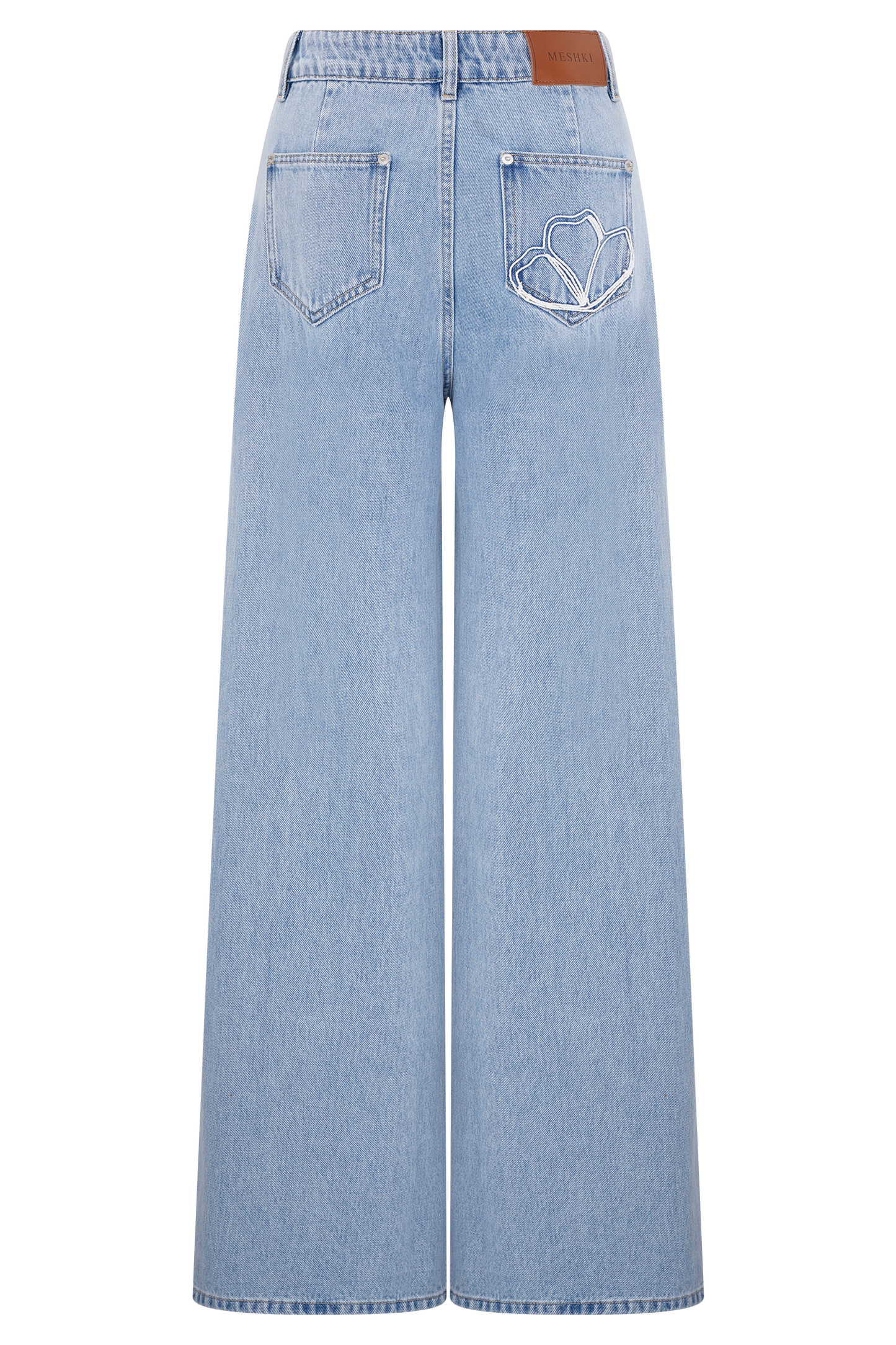 Carmella Embroided Straight Leg Jeans - Mid Blue
