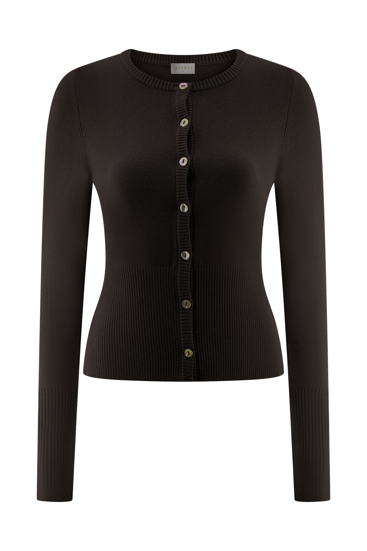 Reese Fitted Knit Cardigan - Dark Chocolate