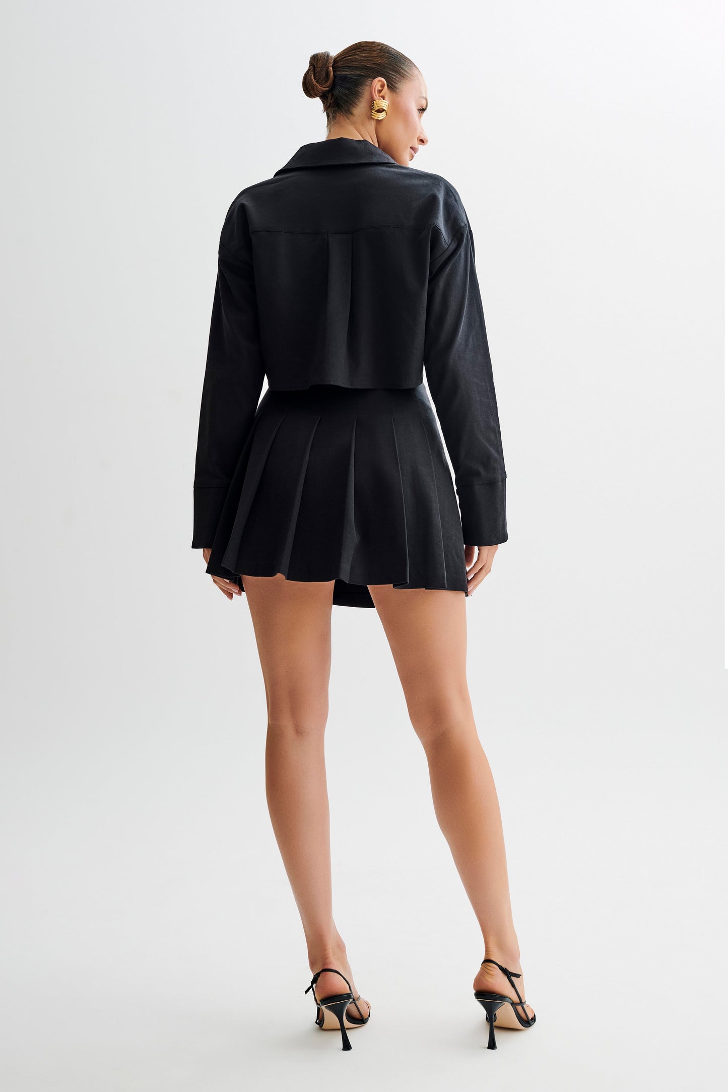 Julianna Cotton Pleated Mini Skirt - Black