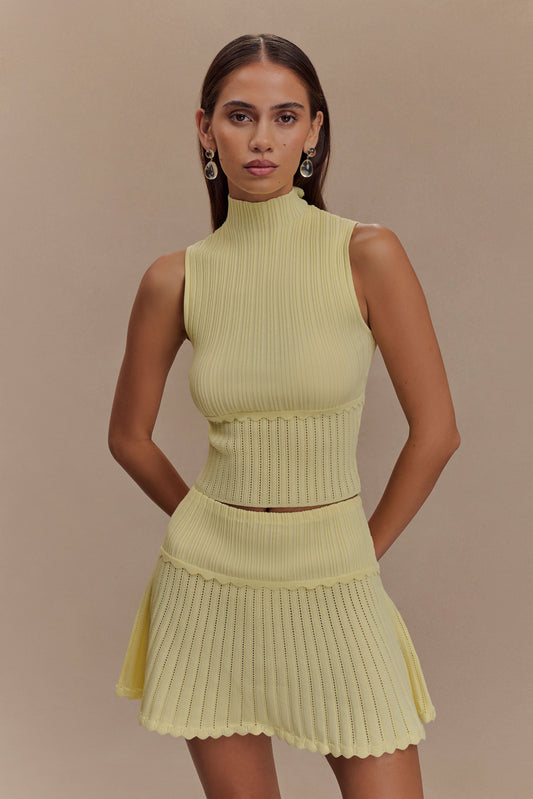 Indy Pointelle Knit Top - Lemon