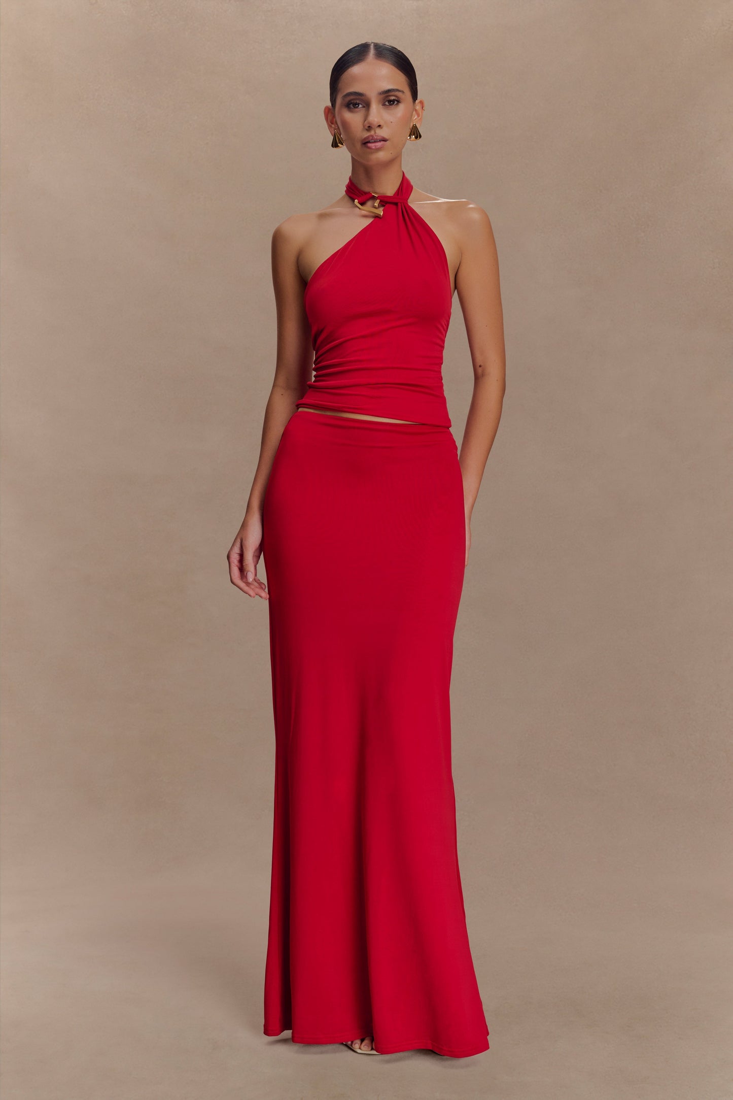 Mariposa Slinky Halter Top - Red